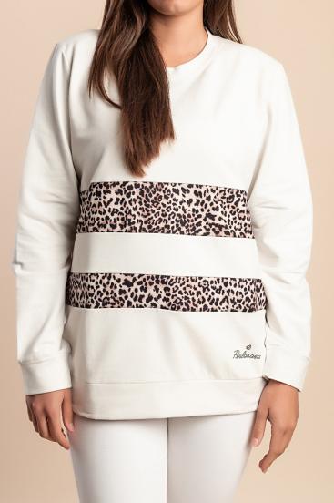 Baumwoll-Sweatshirt mit Druck, weiß