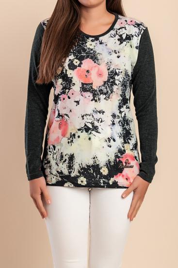 Pullover mit Blumenmuster, grün