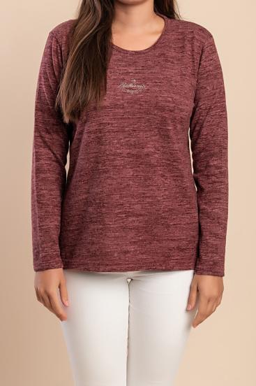 Bedruckter Pullover, Bordeaux