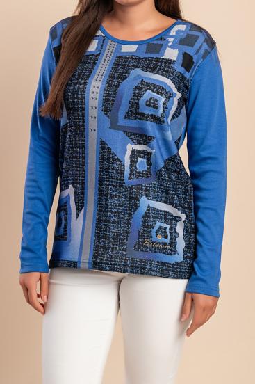 Baumwoll-Print-Top, blau