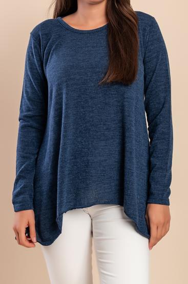 Rundhals-Top, Blau