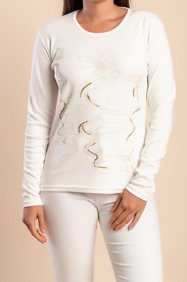 Langarmshirt aus Baumwolle, weiß