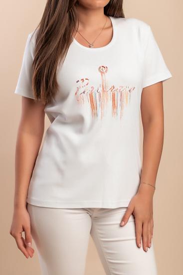 Baumwoll-T-Shirt mit Aufdruck, weiß
