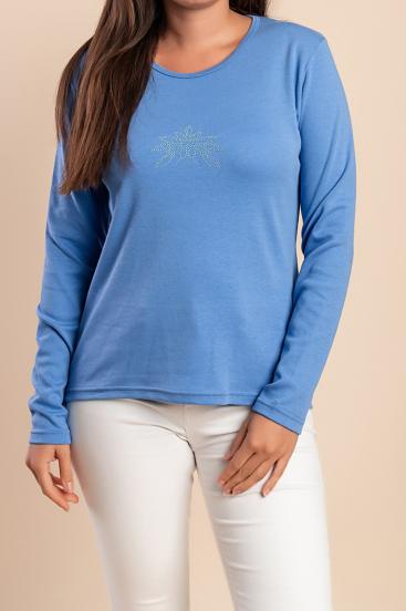 Baumwoll-Longsleeve, blau
