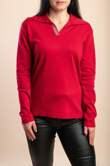 Langarmshirt aus Baumwolle, Burgund