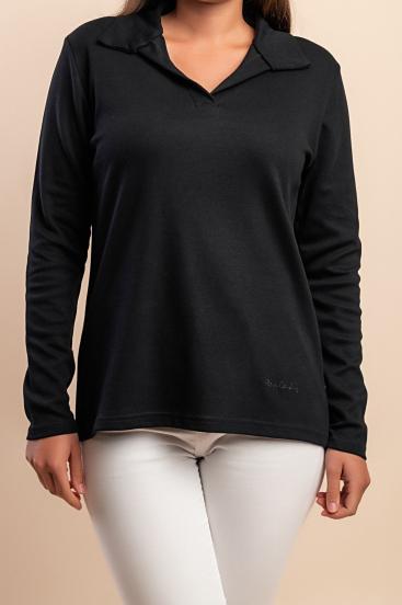 Langarmshirt aus Baumwolle, schwarz