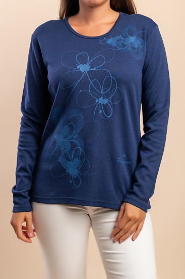 Langarmshirt aus Baumwolle, dunkelblau