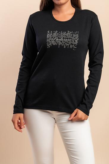 Langarmshirt aus Baumwolle, schwarz