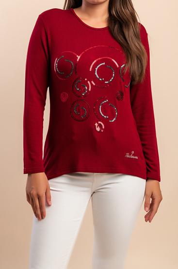 Langarmshirt aus Baumwolle, bordeaux