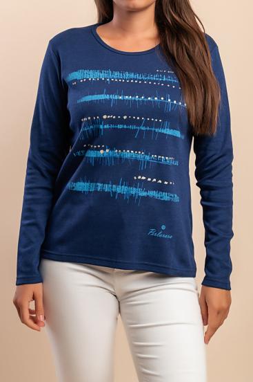 Langarmshirt aus Baumwolle, dunkelblau