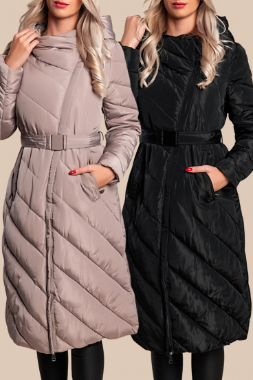 Set aus 2 langen gesteppte Mänteln, schwarz/fango