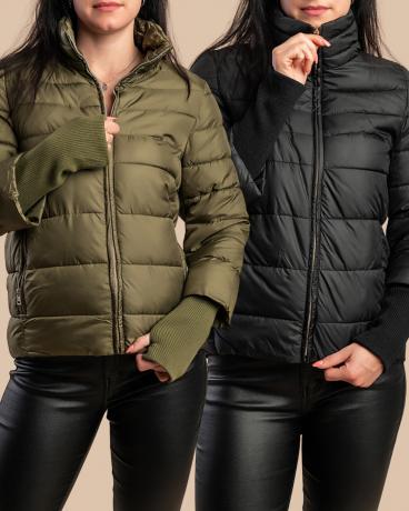 Set aus 2 kurzen Steppjacken, schwarz/oliv