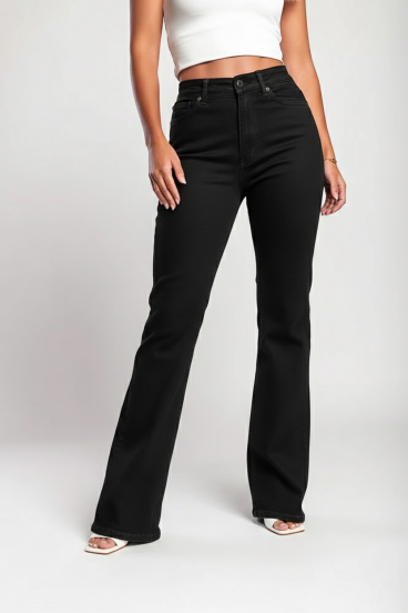 "Luxe Jeans" Super Stretch Schlaghose mit hoher Taille