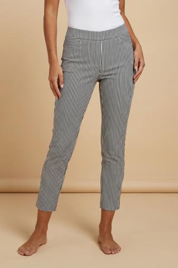 Elegante lange Hose mit Streifendruck, schwarz