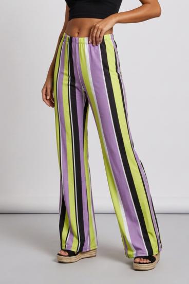 Elegante lange gestreifte Hose, grün