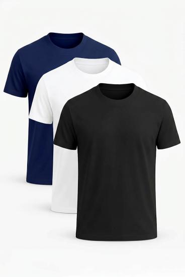 Dreier-Set Baumwoll-T-Shirts für Herren mit kurzen Ärmeln, verschiedene Farben