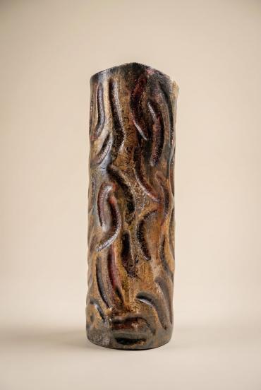 Handgefertigte glasierte Relief-Keramikvase