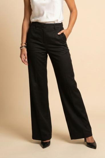 Lange, hoch taillierte Hose, schwarz