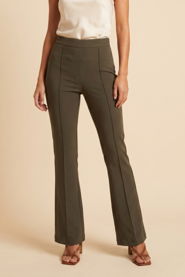 Lange Schlaghosen mit hoher Taille, Olive