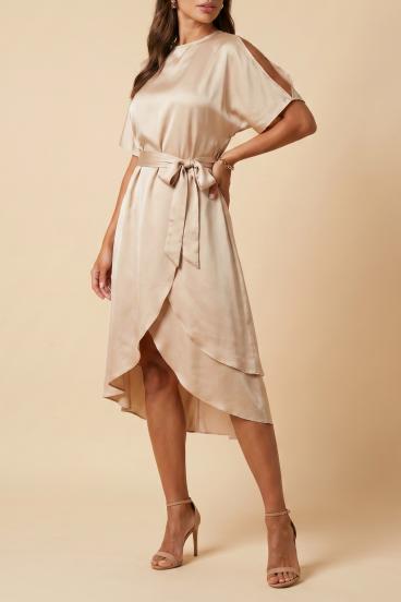 Elegantes Midikleid mit Cutouts Thiena, Champagnerfarbe