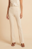 Lange Schlaghosen mit hoher Taille, Creme