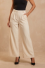 Lange Hosen mit weitem Bein, Creme