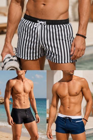 Set aus drei Herren-Badehosen, verschiedene Farben