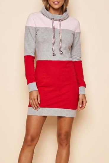 Buntes Baumwoll-Minikleid, Grau