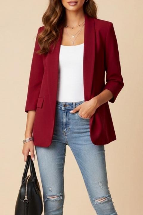 Blazer mit 3/4-Ärmeln, Burgunderrot