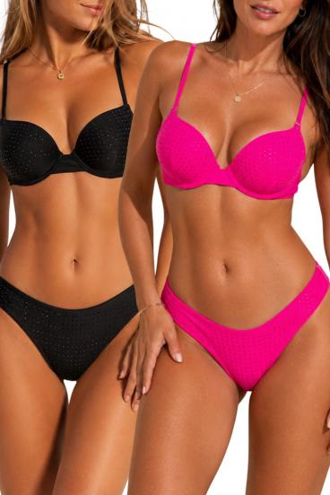 Set aus zwei Badeanzügen, schwarz und fuchsia