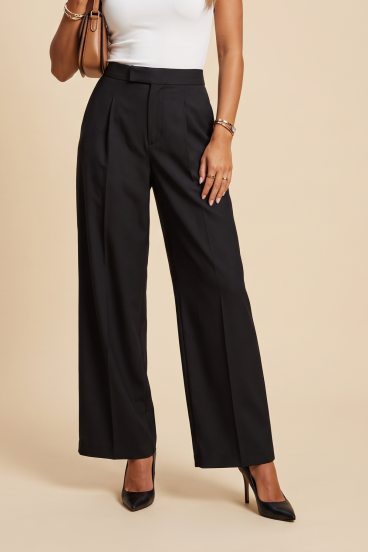 Elegante Weite Hose "Signature Wide", Schwarz