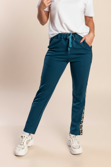 Hose mit geometrischem Muster, Petrol