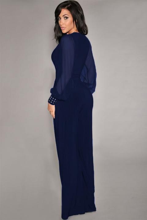 Eleganter Overall mit „V“-Ausschnitt Georgina, dunkelblau