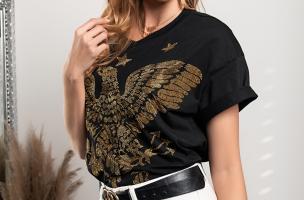 T-Shirt mit kurzen Ärmeln und dekorativen Details  Necochea, schwarz