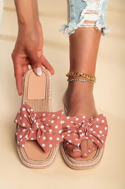 Sandalen mit dekorativer Schleife mit Tupfendruck, rosa