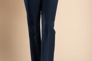 Elegante lange Hose mit geradem Bein, dunkelblau