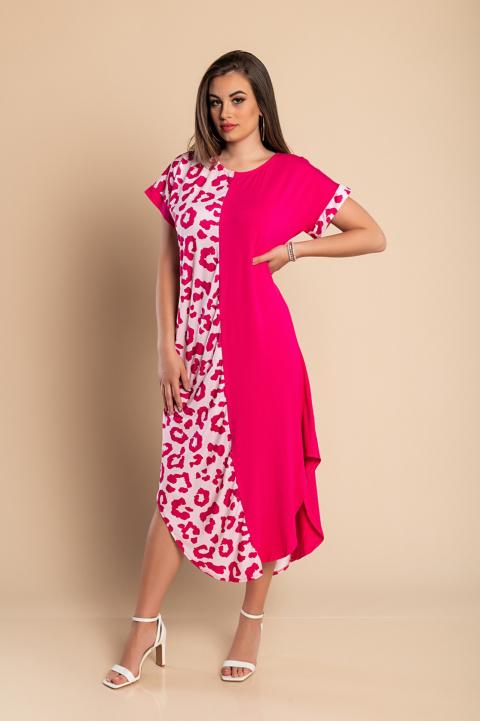 Elegantes Maxikleid mit Leopardenmuster, rosa