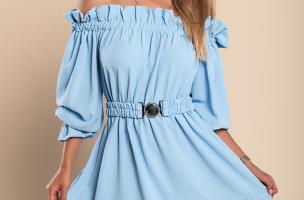 Elegantes Minikleid mit Rüschen Savelonna, hellblau
