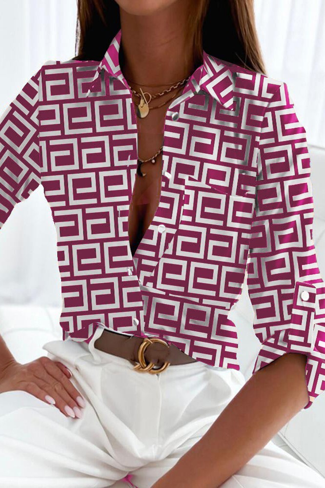 Elegante Bluse mit geometrischem Print Lavlenta, fuchsia --30%